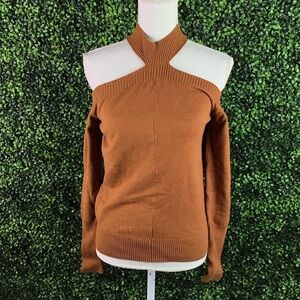 Cold shoulder brown long sleeve nwt